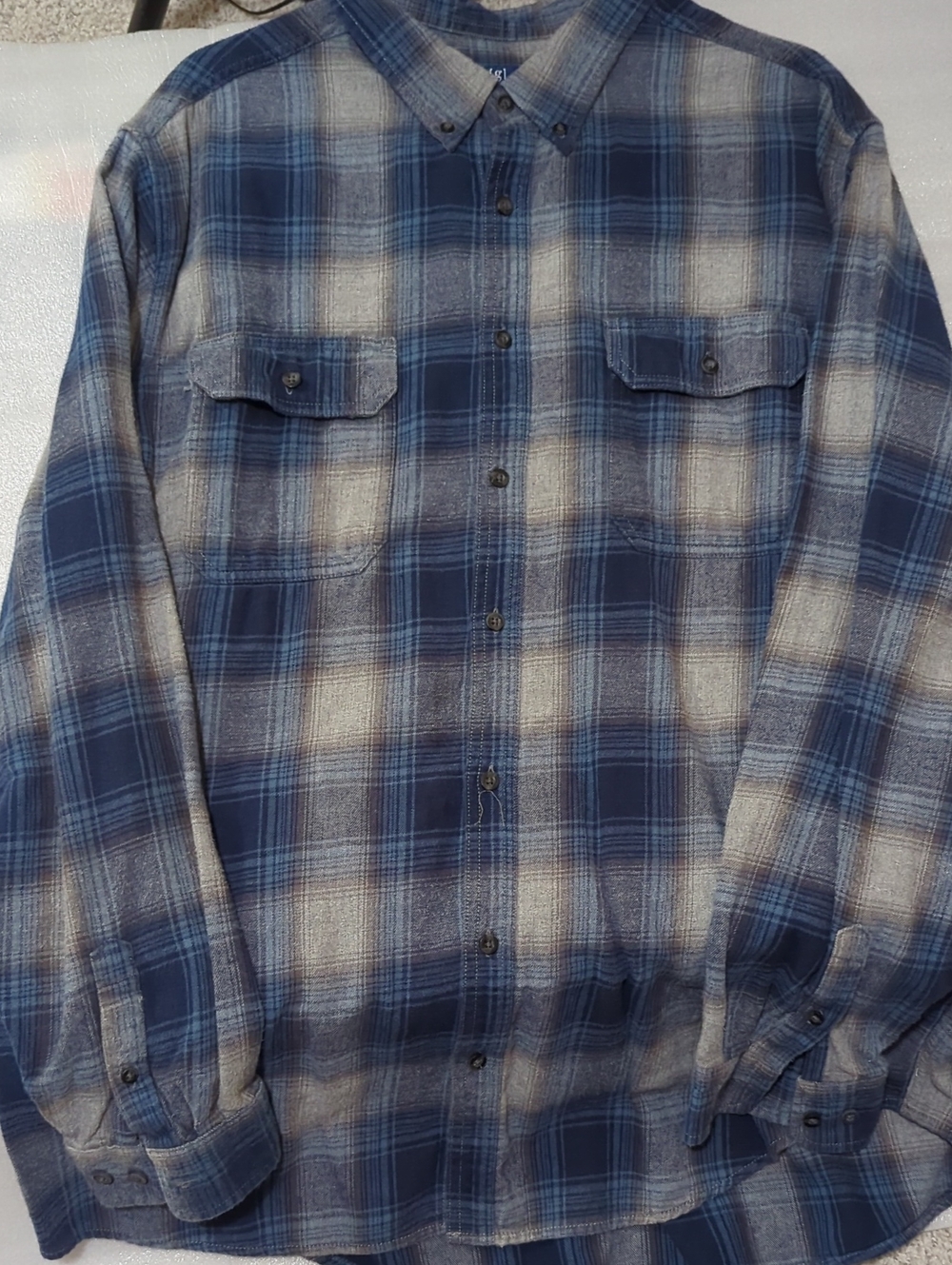 George Blue Plaid Long-Sleeve Button-Down Shirt
